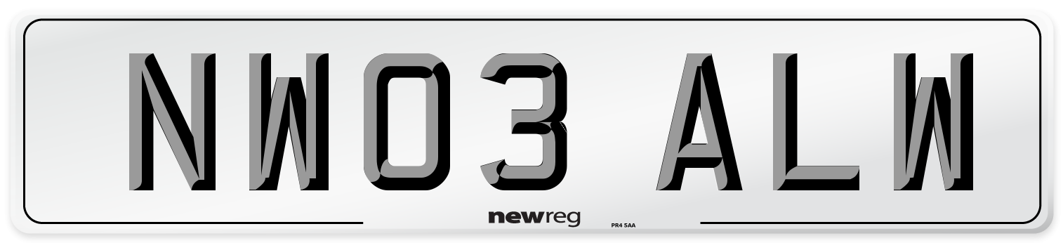 NW03 ALW Number Plate from New Reg